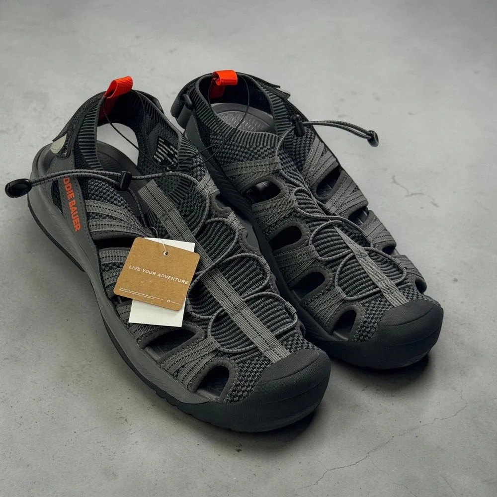 Eddie Bauer Cedar Mens Grey Orange Hiking Sandals Water Shoes Size 13 NEW